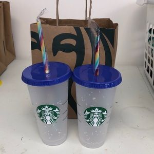2 Starbucks confetti color cups 2020